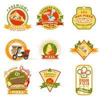 Set di emblemi per pizza vettore