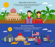 Progettazione di pagine Web di Malaysia Culture 2 Flat Banners vettore