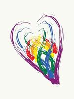 cuore multicolore amore celebrazione matrimonio compleanno sfondo grunge san valentino. colori lgbt. vettore