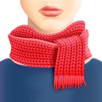 Annuncio pubblicitario della sciarpa rossa lavorata a maglia della donna vettore