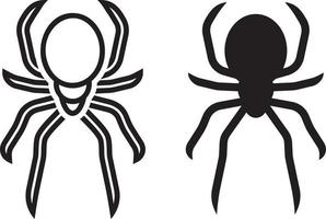 contorno e silhouette di ragno vettore