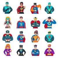 Set di icone di supereroi vettore