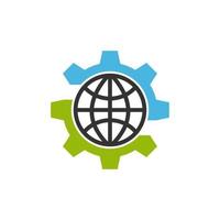 illustrazione grafica vettoriale del logo di tecnologia meccanica mondiale. perfetto da utilizzare per l'azienda tecnologica