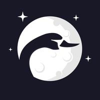 illustrazione grafica vettoriale di cigno con sfondo luna. perfetto da usare per t-shirt o eventi