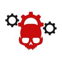 illustrazione grafica vettoriale del logo dell'ingranaggio del cranio. perfetto da utilizzare per l'azienda tecnologica