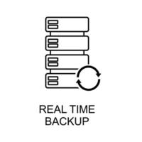 icona di backup in tempo reale. icona di backup in tempo reale piatto vettoriale alla moda su sfondo bianco, illustrazione vettoriale può essere utilizzata per il web e mobile