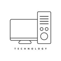 illustrazione grafica vettoriale del logo del personal computer di linea. perfetto da utilizzare per l'azienda tecnologica