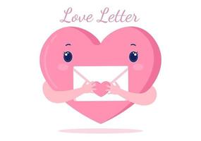 lettera d'amore cartone animato sfondo piatto illustrazione per messaggi di amore fraternità o amicizia di solito dato il giorno di san valentino in una busta o biglietto di auguri vettore