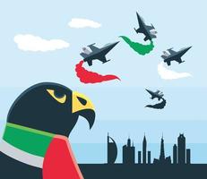 aereo e città della forza degli Emirati Arabi Uniti vettore