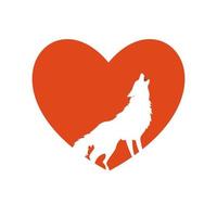 illustrazione grafica vettoriale del logo del lupo di amore. perfetto da utilizzare per l'azienda tecnologica