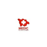 illustrazione grafica vettoriale del logo croce con sfondo rosso astratto. perfetto da usare per il logo medico