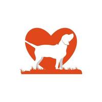 illustrazione grafica vettoriale del logo di amore del cane beagle. perfetto da utilizzare per l'azienda tecnologica