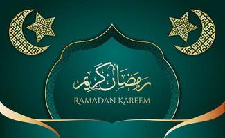 ramadan kareem bellissimo biglietto di auguri con calligrafia araba che significa "ramadan kareem" sfondo islamico con ornamento islamico e motivo a mosaico adatto anche per eid mubarak. vettore
