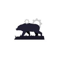 illustrazione grafica vettoriale del logo dell'ingranaggio dell'orso grizzly. perfetto da utilizzare per l'azienda tecnologica