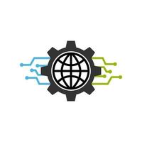 illustrazione grafica vettoriale del logo di tecnologia meccanica mondiale. perfetto da utilizzare per l'azienda tecnologica
