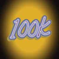 Celebrazione 100k, illustrazione vettoriale, celebrazione 100k, segno di 100k, illustrazione 3d di alfabeti e numero vettore