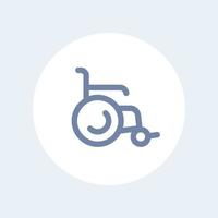icona della sedia a rotelle, segno della sedia a rotelle, icona della linea isolata, illustrazione vettoriale