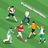 Illustrazione isometrica di Playing Playing Soccer della persona disabile vettore