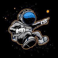 illustrazione disegnata a mano di un simpatico astronauta che vola nello spazio esterno