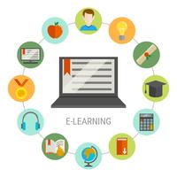 Composizione rotonda elearning vettore