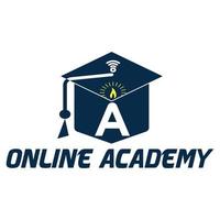 icona del logo dell'accademia online con illustrazione vettoriale