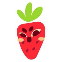 simpatica illustrazione della mascotte della fragola 2 vettore