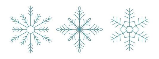 set di fiocchi di neve blu. disegno di marchio dell'icona. simbolo invernale di cristallo di ghiaccio. modello per il design invernale. vettore