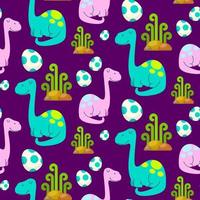 simpatici dinosauri illustrazione vettoriale, brontosauro simpatici piccoli dinosauri seamless pattern vettore