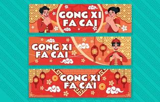 festa gong xi fa cai bandiera rossa vettore