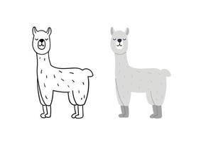 simpatica alpaca disegnata a mano. illustrazione vettoriale di lama animale.