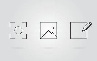 icone dell'interfaccia utente dell'editor di foto per l'applicazione mobile. creazione e modifica di foto e immagini. vettore