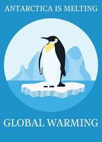 poster di protezione del clima pinguino su iceberg vettore