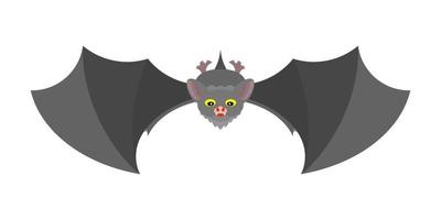 pipistrello grigio cartone animato stile piatto isolato su sfondo bianco vettore