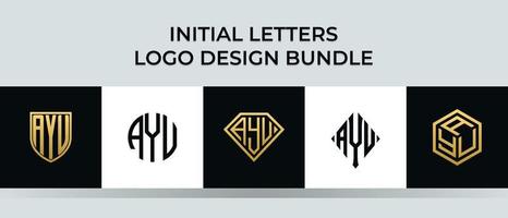 lettere iniziali ayu logo design bundle vettore