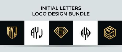 lettere iniziali ayj logo design bundle vettore