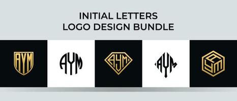lettere iniziali aym logo design bundle vettore