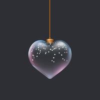 Sfera di vetro del giocattolo dell'albero di Natale 3d con i punti e il cuore di forma. decorazione del nuovo anno. elemento per banner di design, flyer, brochure o qualsiasi pubblicità vettore