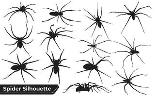 collezione di silhouette di ragno animale in diverse pose vettore