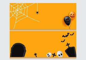 illustrazione del set di grafica vettoriale del banner del sito web di halloween