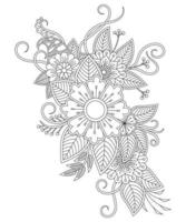 motivo floreale mehndi e mandala per disegno e tatuaggio all'henné. ornamento scarabocchio. illustrazione di vettore di tiraggio della mano del profilo.