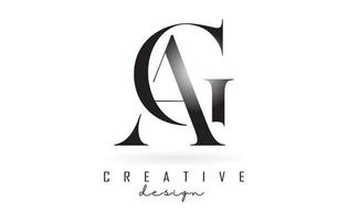 ag ag lettera design logo logotipo concetto con carattere serif e illustrazione vettoriale stile elegante.
