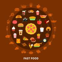 Poster di composizione cerchio menu fast food