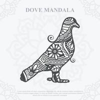 mandala colomba. elementi in stile boho. animali disegnati in stile boho. illustrazione vettoriale. vettore