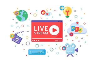 icona del concetto di strumenti di produzione di streaming live vettore