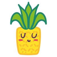 simpatica illustrazione di cartone animato emoji ananas giallo vettore