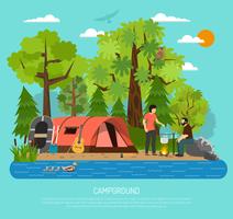 Campground Recreation Family Summer Tent Poster vettore