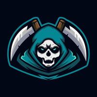 illustrazione del design del logo e-sport di Grim Reaper vettore