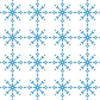 Reticolo senza giunte del pixel di fiocchi di neve di Natale blu. ornamento del nuovo anno in ricamo scandinavo decorativo. arte vacanza vintage con moda invernale vettoriale. vettore