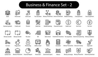 set di icone di affari e finanza vettore