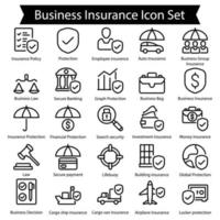 set di icone della linea di assicurazione aziendale vettore
